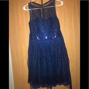 Blue Sequined Semi-Formal Dress
